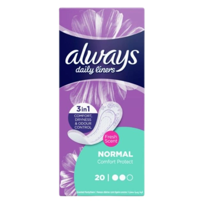 ALWAYS DAILY LINERS COMFORT PROTECT FRESH 3IN1 20 PIECES