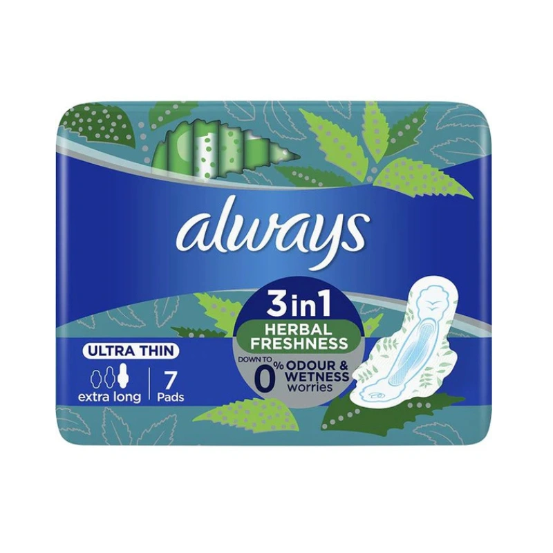 ALWAYS SERVIETTES ULTRA THIN EXTRA LONG HERBAL FRESHNESS 7 PIECES