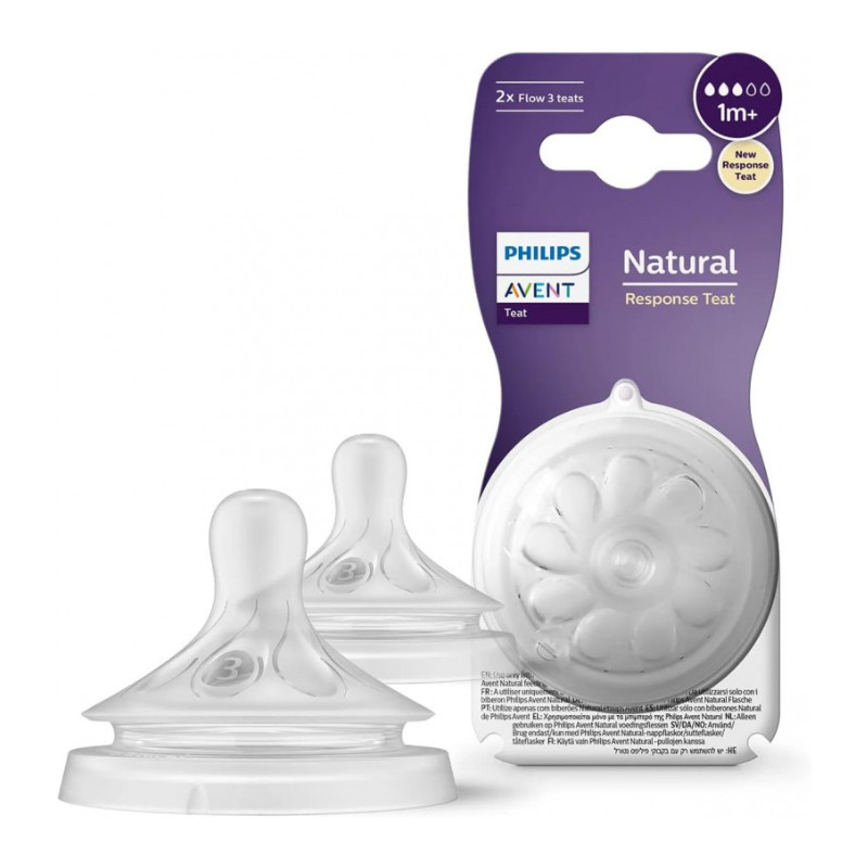 Avent—Tétine Natural 1Mois+ Débit 3*2 Piéces