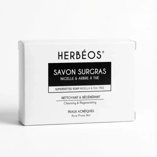 HERBÉOS Savon Surgras Nettoyant Régénérant Peaux Acnéique 100 gr