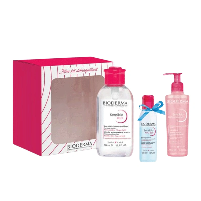 BIODERMA MON KIT DEMAQUILLANT SENSIBIO H2O MICELLAIRE 500ML+GEL MOUSSANT 200ML+H2O EYE 125ML (OFFERT)