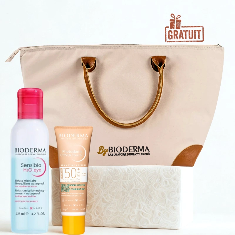 BIODERMA PHOTODERM COVER TOUCH MINERAL TEINTE CLAIRE SPF50+ 40G+SENSIBIO H2O EYE 125ML+SAC (OFFERT)