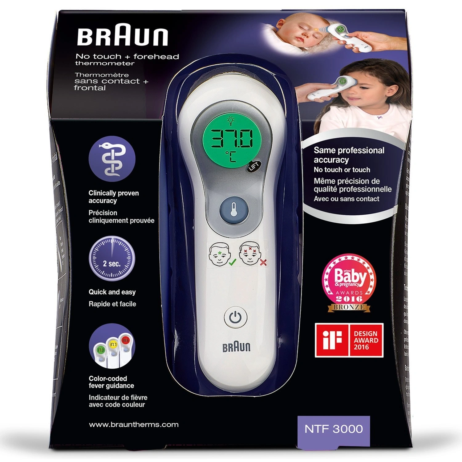 BRAUN THERMOMETRE FRONTAL SANS CONTACT NTF3000