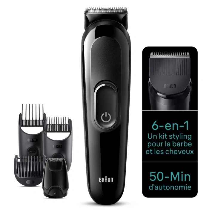 BRAUN TONDEUSE POUR BARBE 6 EN 1 MGK3410 50 MINS AUTONOMIE