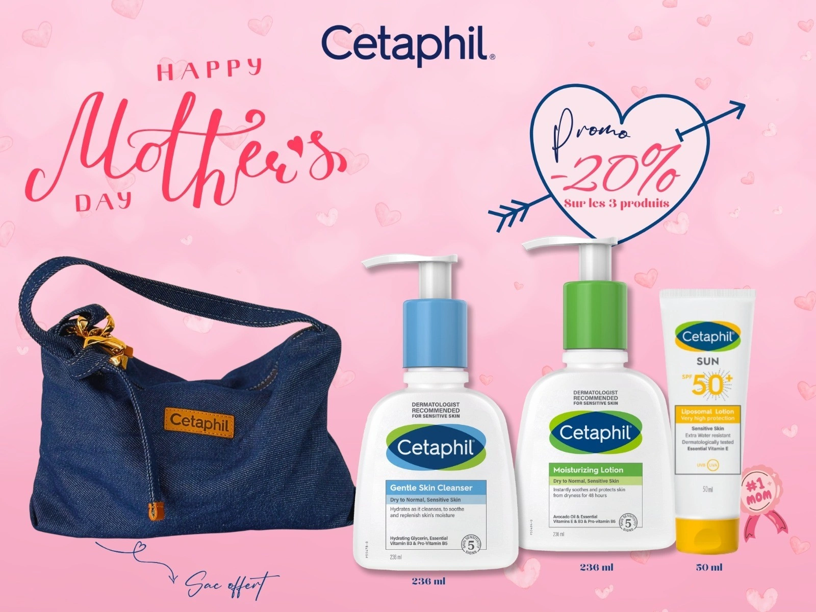 CETAPHIL SAC FETE DES MERES (-20%) SUR LES TROIS PRODUITS