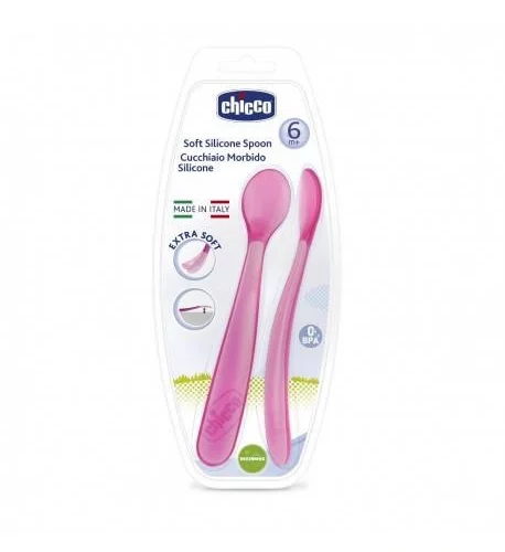 CHICCO 2 CUILLERE SILICONE 6M+