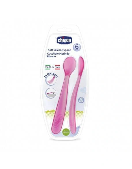 CHICCO 2 CUILLERE SILICONE 6M+