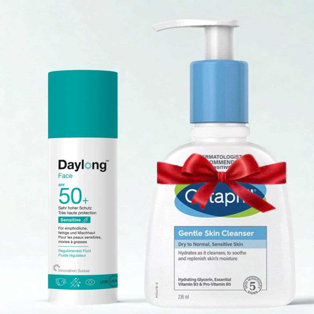 DAYLONG FACE SENSITIVE FLUIDE REGULATEUR SPF50+ 50ML+CETAPHIL LOTION NETTOYANTE 236ML (OFFERT)