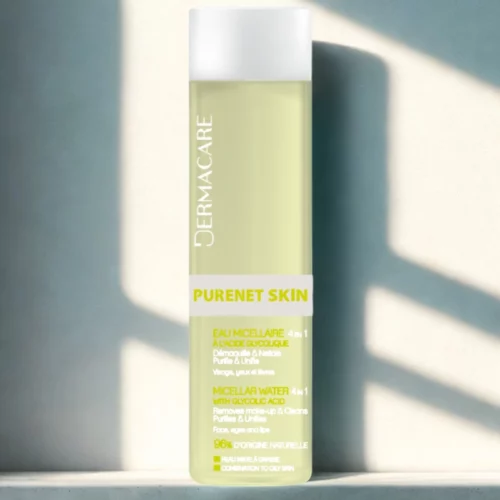 DERMACARE PURENET SKIN EAU MICELLAIRE 4EN1 A L'ACIDE GLYOLIQUE 200ML
