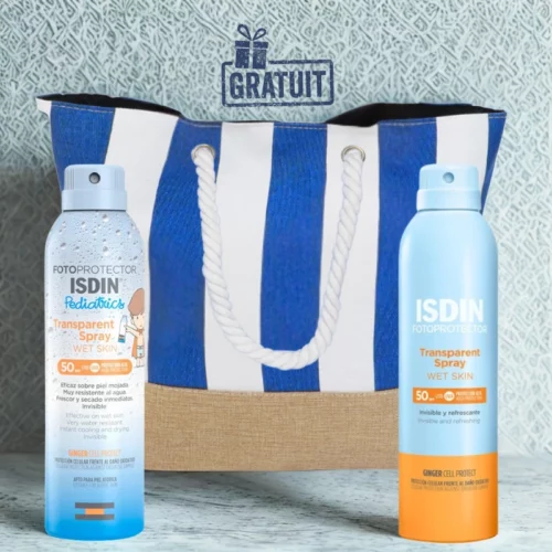 ISDIN PHOTOPROTECTION PEDIATRICS SPRAY KIDS SPF50 250ML+SPRAY SOLAIRE ADULTE SPF 50+ 250ML+ISDIN SAC (OFFERT)