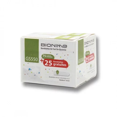 Bionime – Bandelettes Glycémie – Test Précis en Tunisie - Boîte de 100
