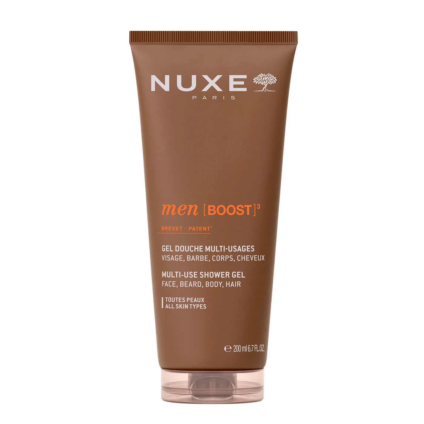 NUXE MEN Boost Gel Douche Multi-Usages Visage, Barbe, Corps, Cheveux 200ML