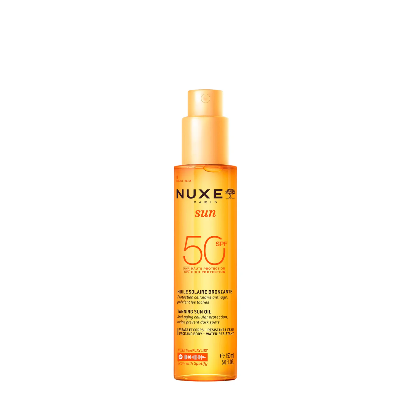 NUXE SUN Huile Solaire Bronzante Haute Protection SPF50 visage et corps 150ML