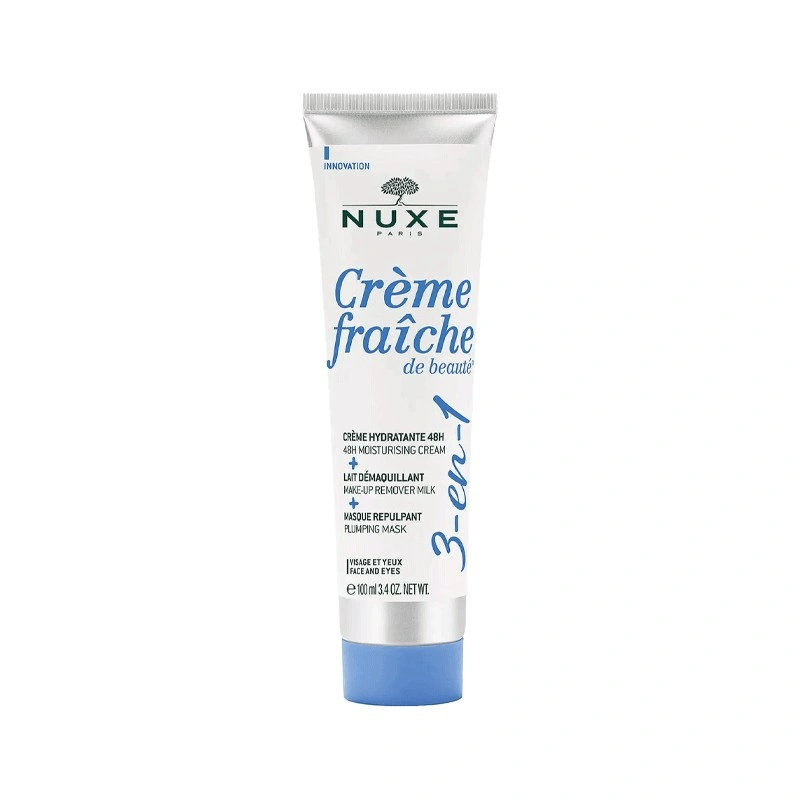 NUXE – Crème Fraîche de Beauté 3-en-1 Crème Hydratante 48h Lait Démaquillant Masque Repulpant 100ML