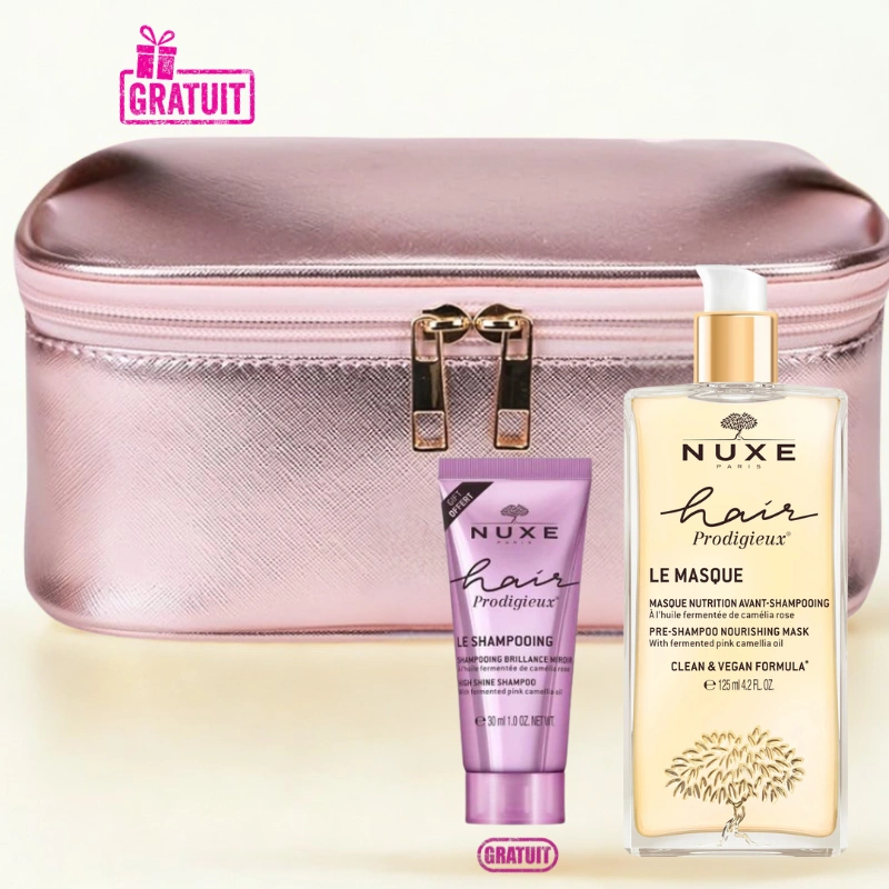 NUXE HAIR PRODIGIEUX LE MASQUE NUTRITION AVANT SHAMPOOING 125ML+SHAMPOOING BRILLANCE MIROIR 30 ML (OFFERT)+TROUSSE (OFFERT)