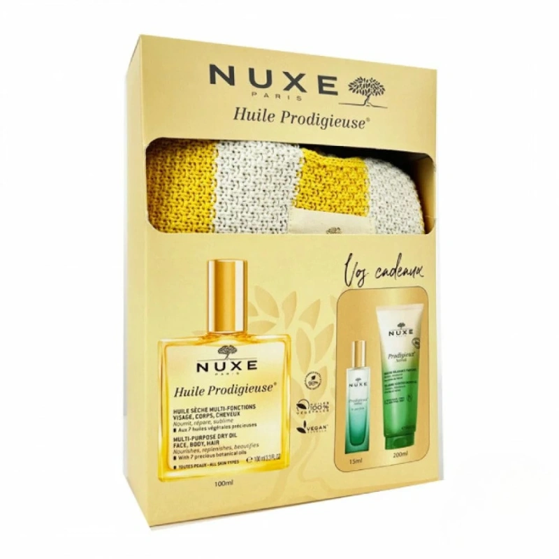 NUXE SAC HUILE PRODIGIEUSE 100ML+PARFUM NEROLI 15ML(OFFERT)+DOUCHE RELAXANTE PARFUMEE 200ML(OFFERT)