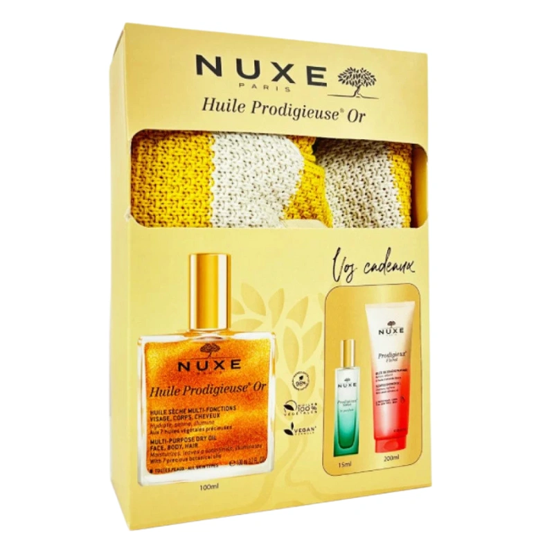 NUXE SAC HUILE PRODIGIEUSE OR 100ML+PRODIGIEUX GELEE DE DOUCHE FLORAL 200ML (OFFERT)+LE PARFUM NEROLI 15ML (OFFERT) REF 0053