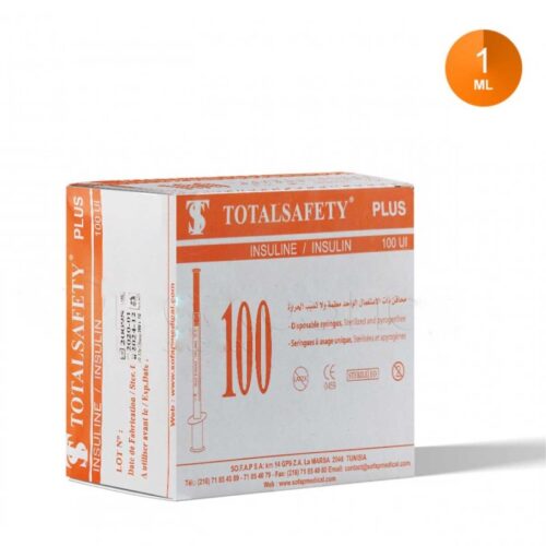 SERINGUE INSULINE SOFAP — 1 ml — Seringue à insuline avec aiguille pour injection — Boîte de 100 pièces